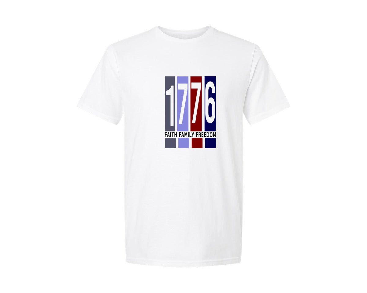 brand:Generic|color:White|Faith Family Freedom 1776 2 Graphic T-Shirt