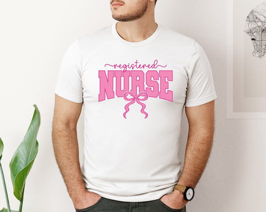 Registered Nurse Coquette Nurse Pink Bow Graphic T-Shirt