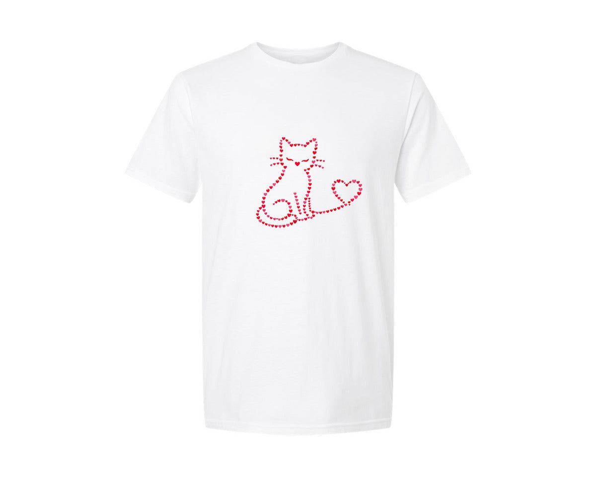brand:Generic|color:White|Cat Valentine Heart String Lights 2 Graphic T-Shirt