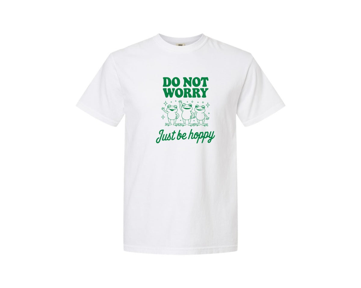 brand:Comfort Colors|color:White|Do Not Worry Just Be Hoppy Frog T Shirt 2 Graphic T-Shirt