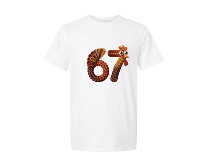 brand:Generic|color:White|Turkey 67 6 7 Thanksgiving Knit Graphic T-Shirt