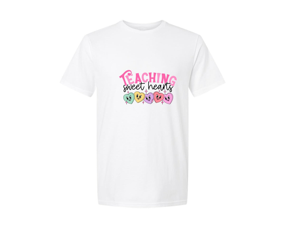 brand:Generic|color:White|Teaching Sweethearts Candy Heart Graphic T-Shirt
