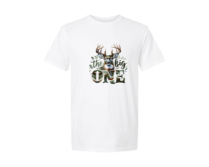 brand:Generic|color:White|Camo Deer The Big One Birthday Boy Graphic T-Shirt