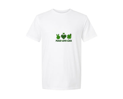 brand:Generic|color:White|Peace Love Luck St Patricks Day 3 Graphic T-Shirt