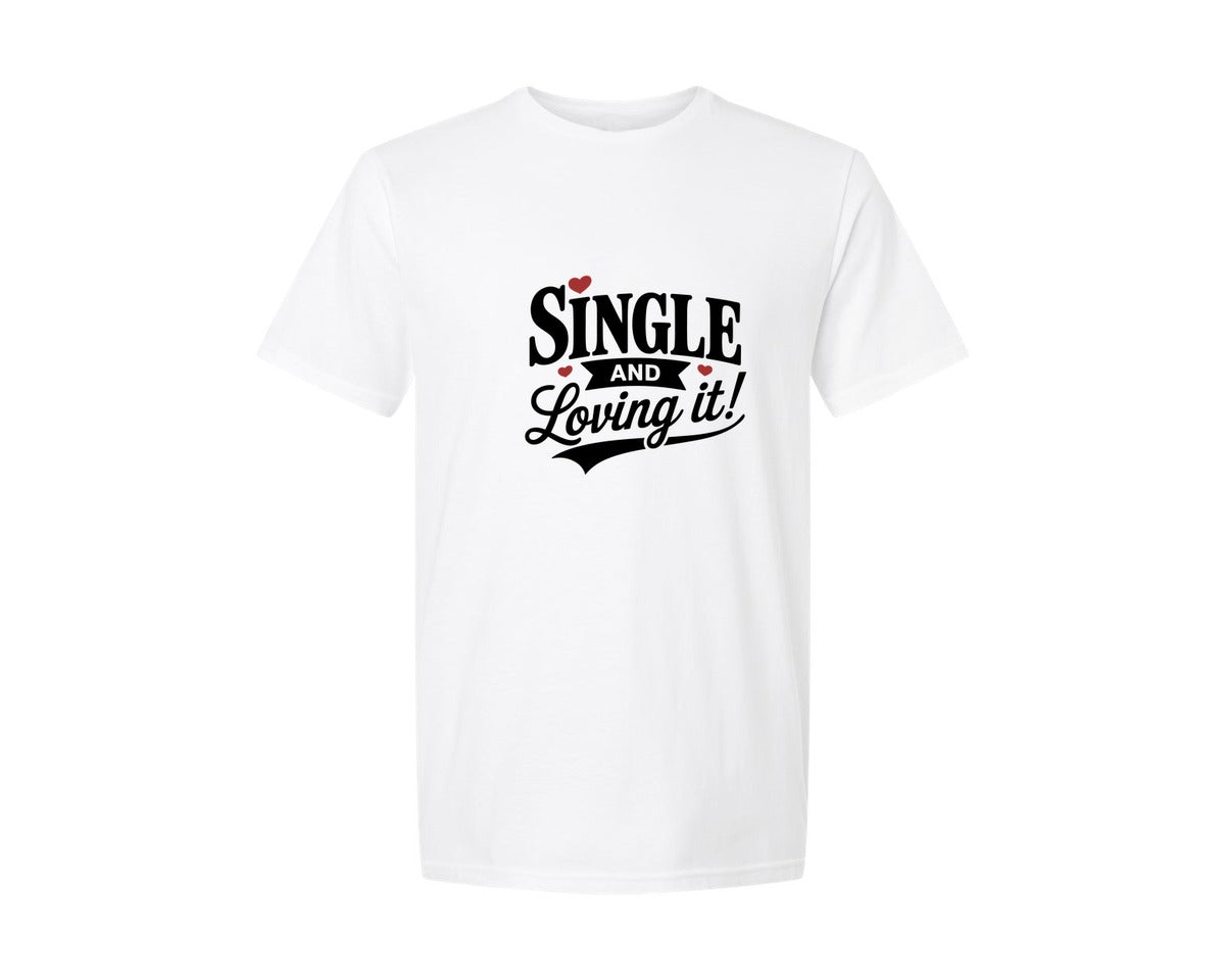 brand:Generic|color:White|Anti Valentine Single And Loving It Graphic T-Shirt