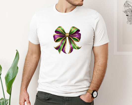 Mardi Gras Bow Glitter Bow 2 Graphic T-Shirt