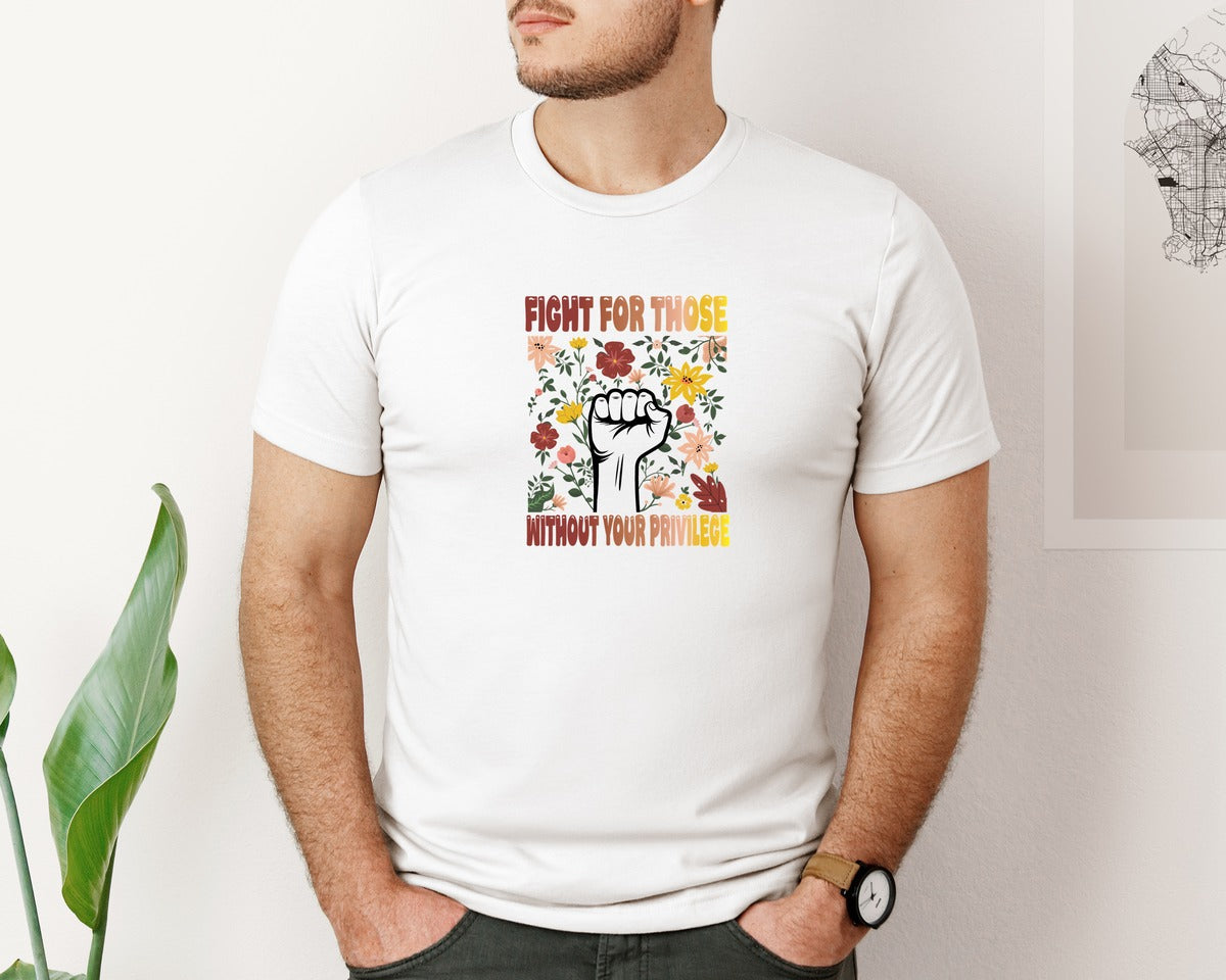 brand:Bella Canvas|color:White|Fight Forthose Floral Graphic T-Shirt