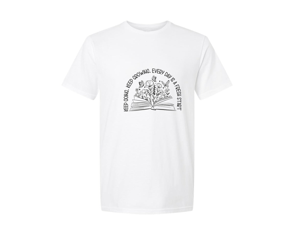 brand:Generic|color:White|Keep Going Keep Growing Self Love Quote Graphic T-Shirt