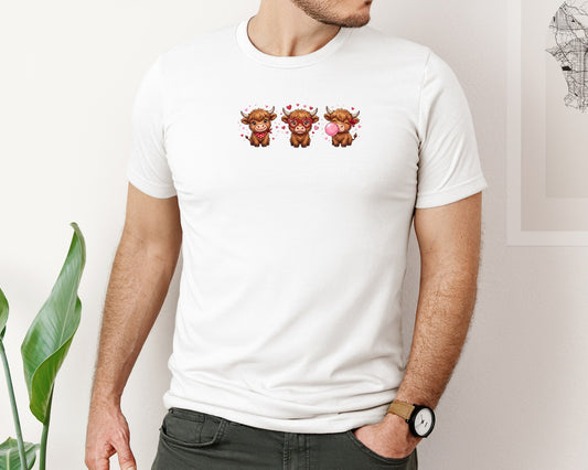 Cute Valentine Highland Cow Graphic T-Shirt