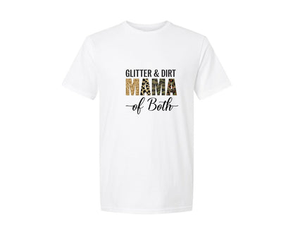brand:Generic|color:White|Glitter And Dirt Mama Leopard Camo Graphic T-Shirt