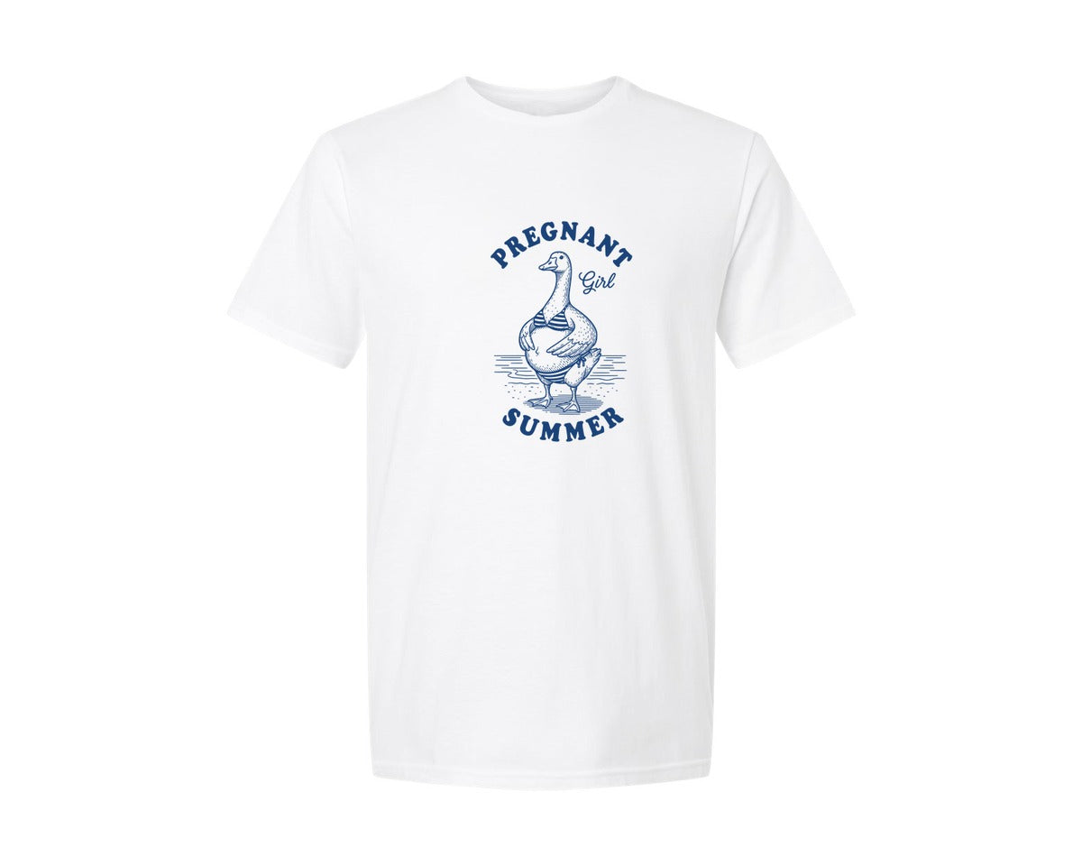 brand:Generic|color:White|Pregnant Girl Pregnancy Reveal Graphic T-Shirt