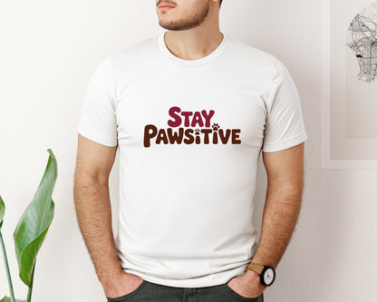 brand:Bella Canvas|color:White|Stay Pawsitive 44 Graphic T-Shirt