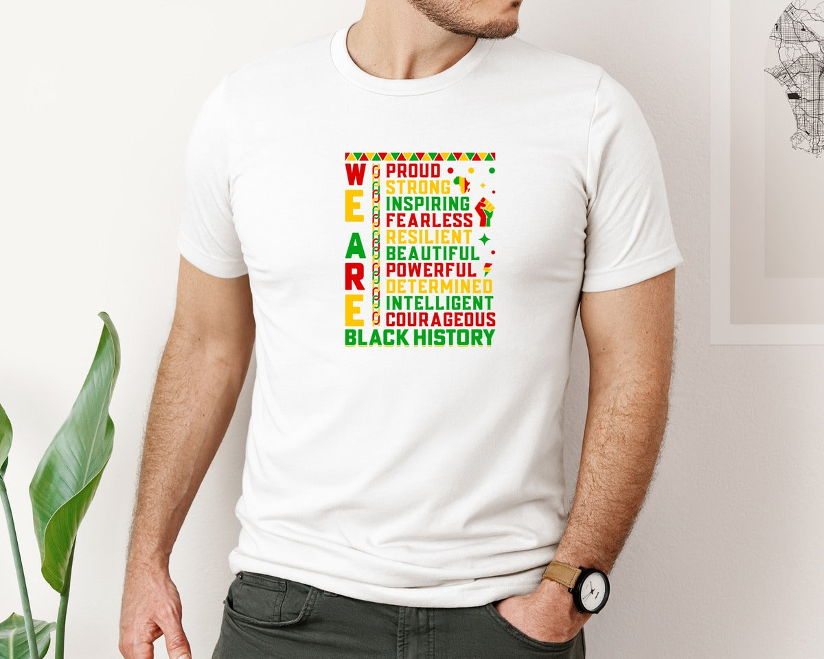 brand:Bella Canvas|color:White|We Are Black History Youth T Shirt Graphic T-Shirt