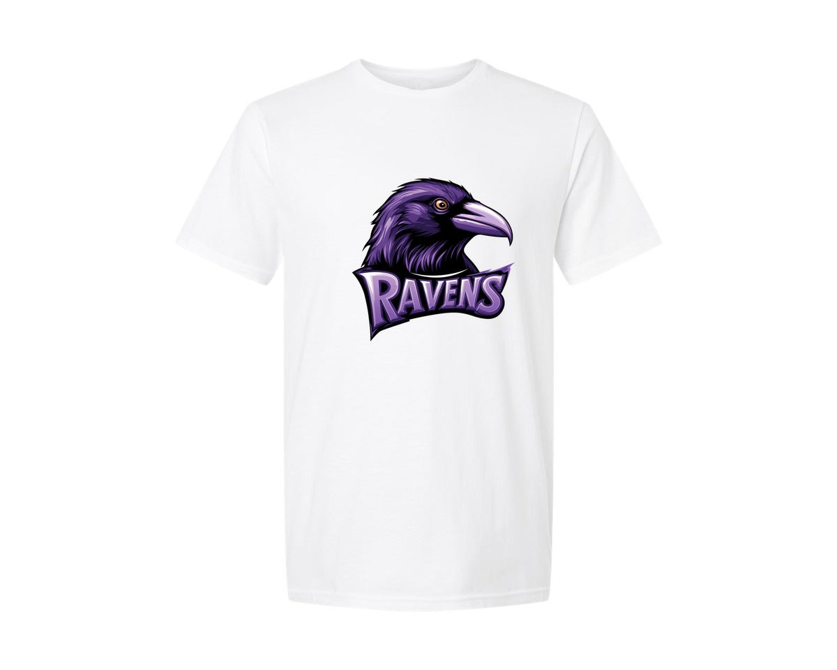 brand:Generic|color:White|Ravens Purple Sport Mascot Game Day Graphic T-Shirt