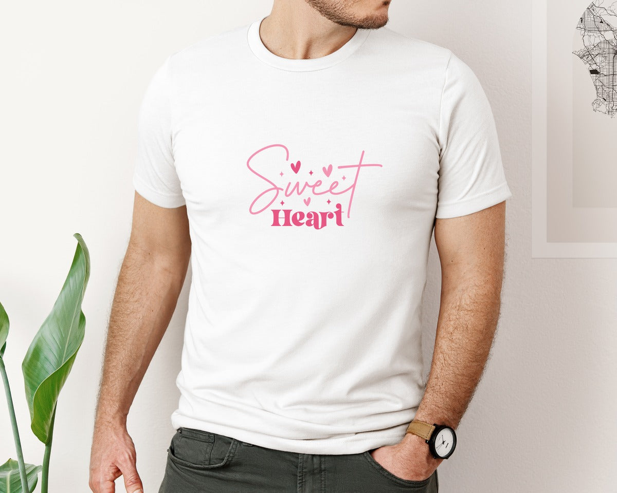 brand:Bella Canvas|color:White|Sweet Heart Retro Valentine 2 Graphic T-Shirt