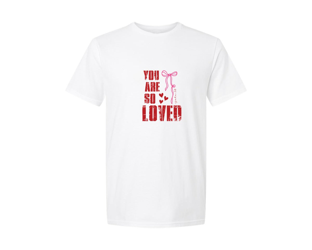 brand:Generic|color:White|You Are So Loved Valentine Graphic T-Shirt