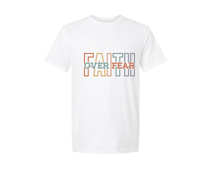 brand:Generic|color:White|Faith Over Fear Christian Vintage Graphic T-Shirt