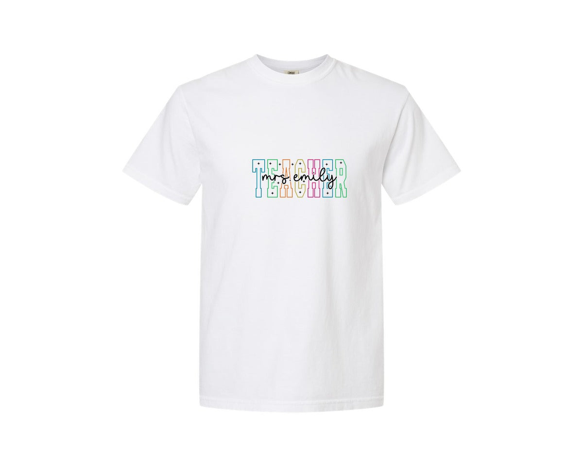 brand:Comfort Colors|color:White|Custom Teacher Shirt Teacher Team Shirt 3 Graphic T-Shirt