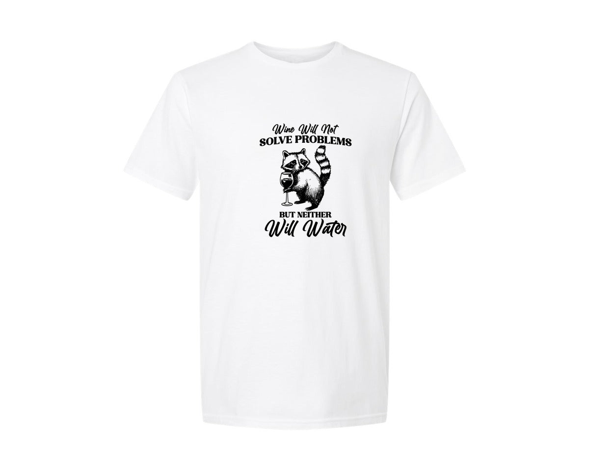 brand:Generic|color:White|Wine Will Not Solve Problems But Neither Graphic T-Shirt