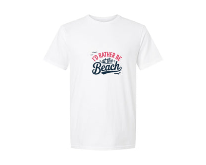 brand:Generic|color:White|Id Rather Be At The Beach Summer Graphic T-Shirt