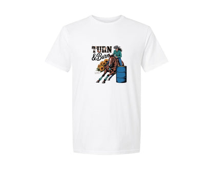 brand:Generic|color:White|Barrel Racing Cowgirl Sunflowers 2 Graphic T-Shirt