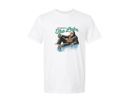 brand:Generic|color:White|Life Is Better At The Lake Bigfoot Shirt Graphic T-Shirt