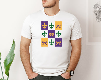 brand:Bella Canvas|color:White|Mardi Gras Brushstroke Graphic T-Shirt
