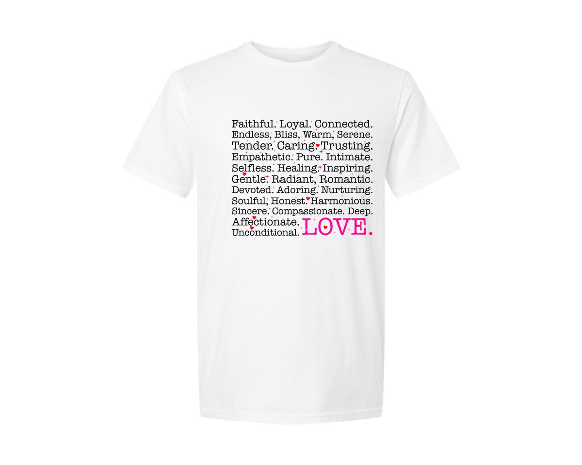 brand:Generic|color:White|Valentine Gift Love Words Kind Words Graphic T-Shirt