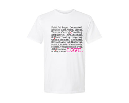 brand:Generic|color:White|Valentine Gift Love Words Kind Words Graphic T-Shirt