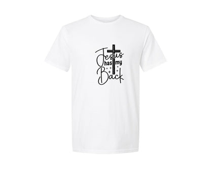 brand:Generic|color:White|Jesus Has My Back Bible Verse Graphic T-Shirt