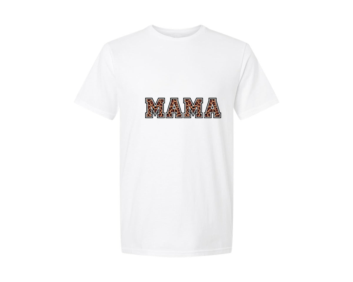 brand:Generic|color:White|Leopard Print Mama Typography Design Graphic T-Shirt