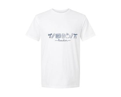 brand:Generic|color:White|Coquette Teacher Teacher Life Doodle Graphic T-Shirt