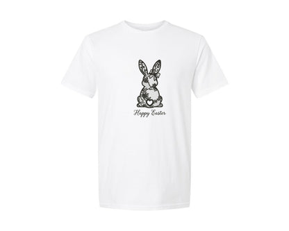 brand:Generic|color:White|Elegant Lace Easter Bunny Graphic T-Shirt