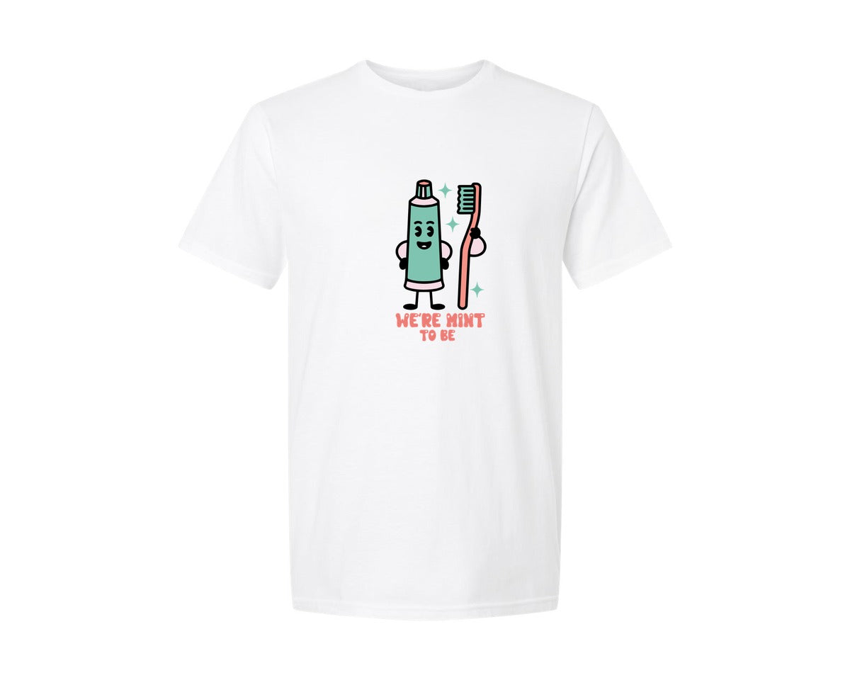 brand:Generic|color:White|Were Mint To Be Cute Love Pun Design Graphic T-Shirt