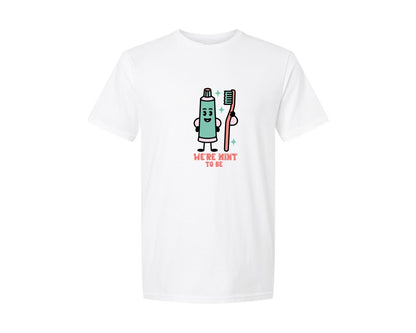 brand:Generic|color:White|Were Mint To Be Cute Love Pun Design Graphic T-Shirt