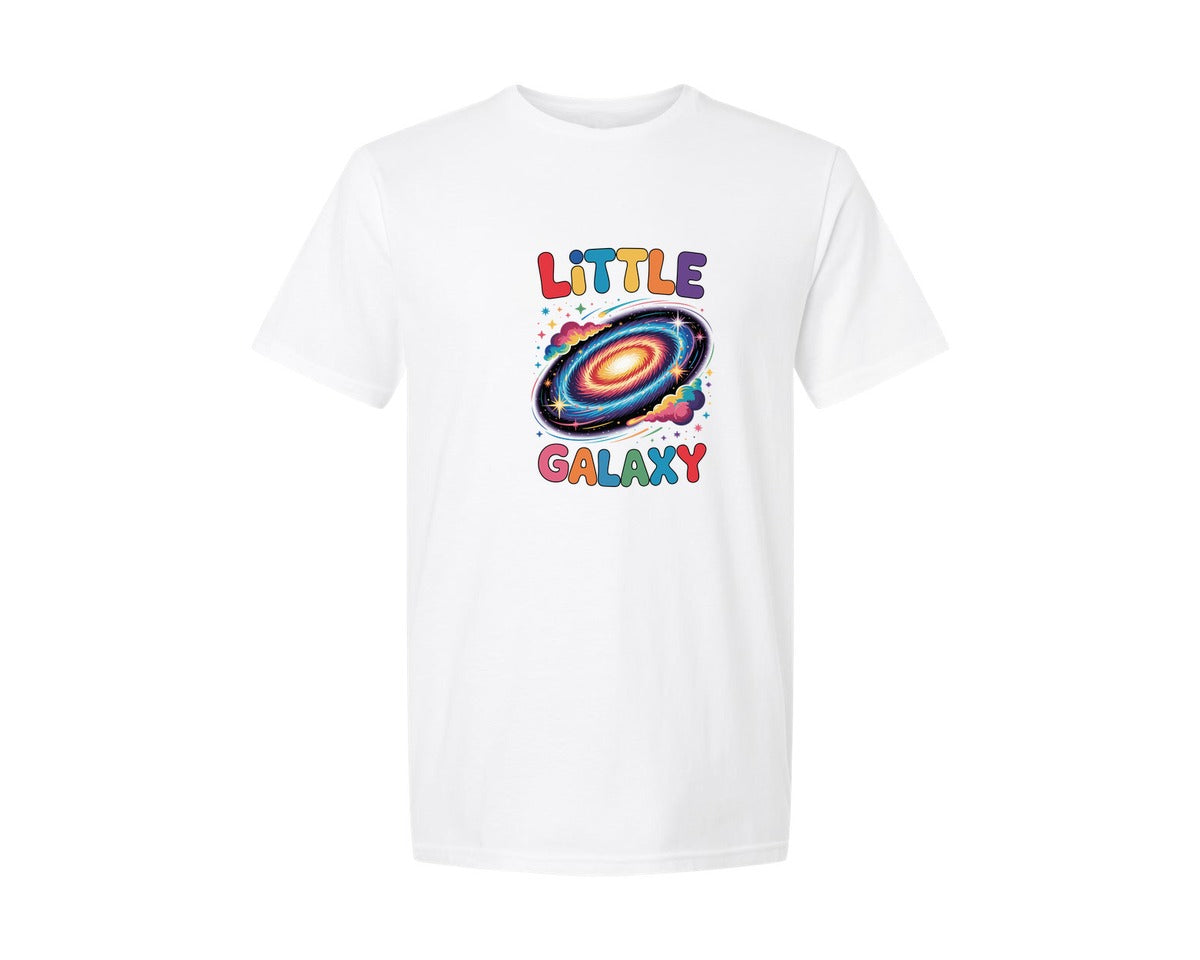 brand:Generic|color:White|Little Galaxy Colorful Spiral Space Graphic T-Shirt