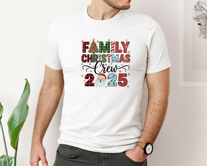brand:Bella Canvas|color:White|Retro Family Christmas Crew 2025 7 Graphic T-Shirt