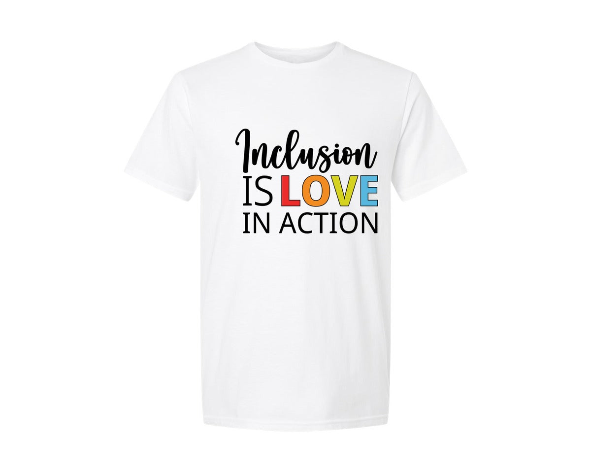 brand:Generic|color:White|Inclusion Is Love In Action T Shirt Graphic T-Shirt