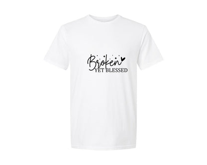 brand:Generic|color:White|Broken Yet Blessed Christian Graphic T-Shirt