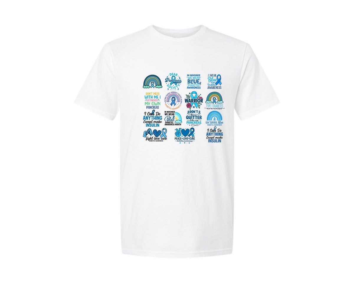 brand:Generic|color:White|Diabetes Awareness 6 Graphic T-Shirt