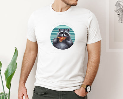 brand:Bella Canvas|color:White|Funny Raccoon Snack 99 Problems Graphic T-Shirt