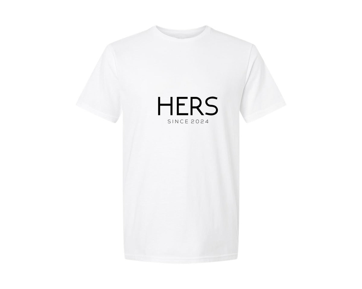 brand:Generic|color:White|His Hers Couple T Shirt Design Graphic T-Shirt