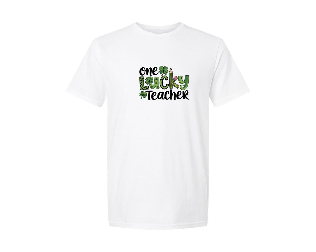 brand:Generic|color:White|St Patricks Day Teacher 5 Graphic T-Shirt