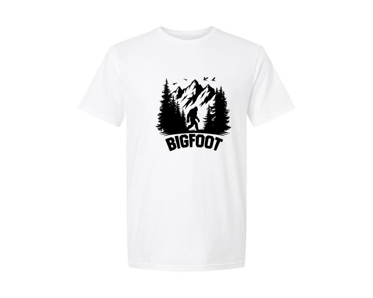 brand:Generic|color:White|Retro Bigfoot Silhouette Pixel Art Graphic T-Shirt