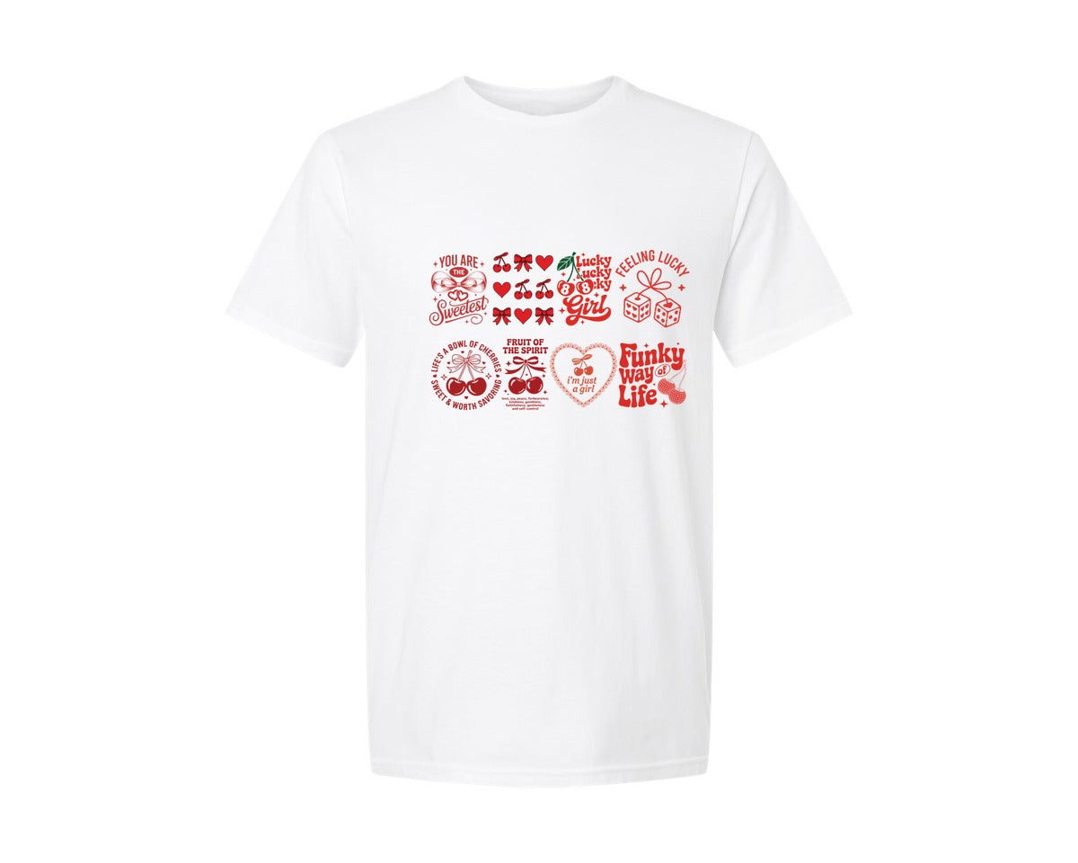 brand:Generic|color:White|Cherry Valentine Graphic T-Shirt
