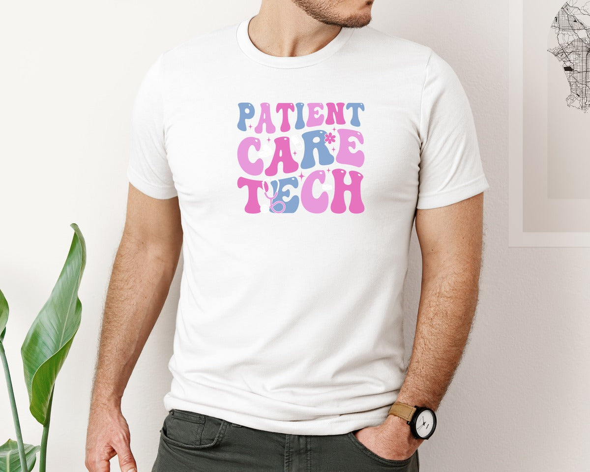 brand:Bella Canvas|color:White|Patient Care Tech Nurse T Shirt Graphic T-Shirt