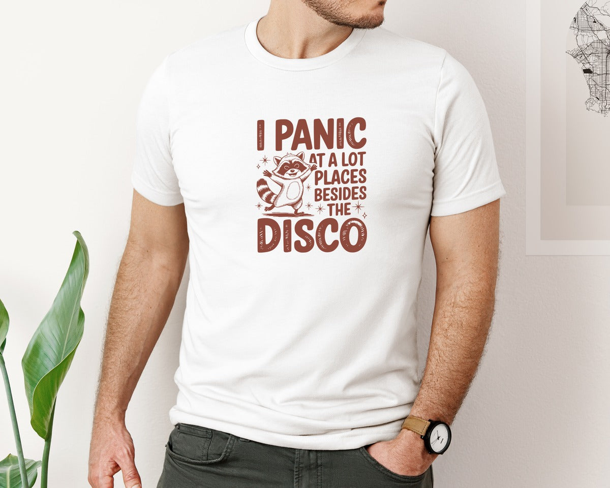 brand:Bella Canvas|color:White|I Panic At Lot Places Besides The Disco 2 Graphic T-Shirt