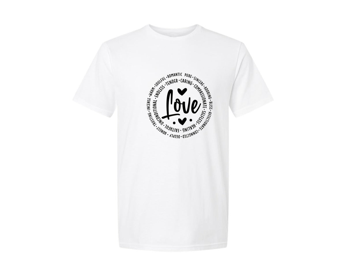 brand:Generic|color:White|Love Words Love Valentines Graphic T-Shirt