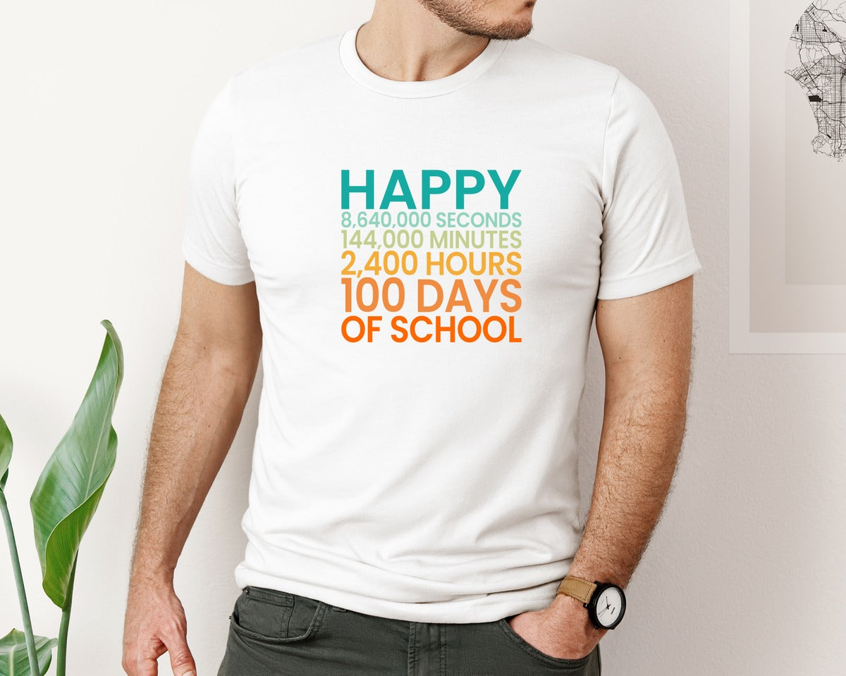 brand:Bella Canvas|color:White|100 Days Of School 247 Graphic T-Shirt