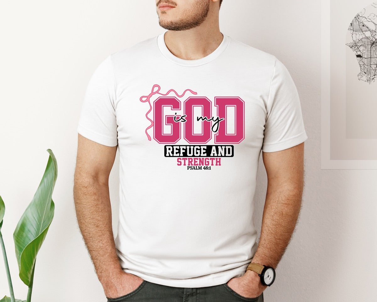 brand:Bella Canvas|color:White|God Psalm 461 Christian Scripture Graphic T-Shirt
